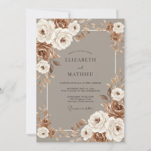 Taupe Splendid Autumnal Wedding Invitation
