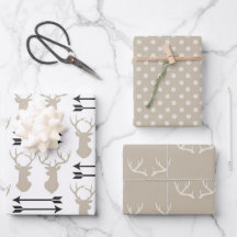 Taupe Stag heads, arrows and antlers 