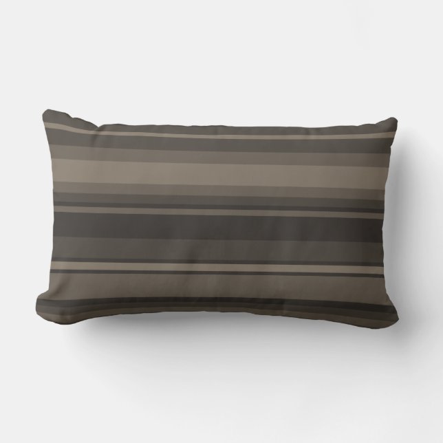Taupe stripes lumbar pillow (Front)