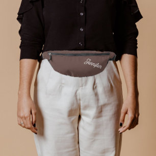 Taupe Stylized Bridesmaid Name Fanny Pack