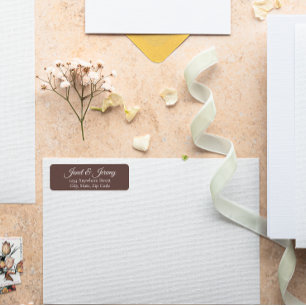 Taupe Stylized Names Wedding Return Address