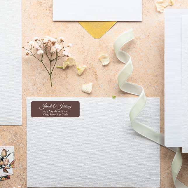 Taupe Stylized Names Wedding Return Address (In Situ Wedding)