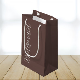 Taupe Stylized Script Wedding Bridesmaid Small Gift Bag