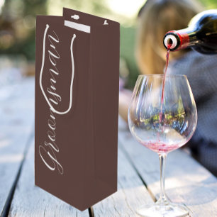 Taupe Stylized Script Wedding Groomsman Wine Gift Bag