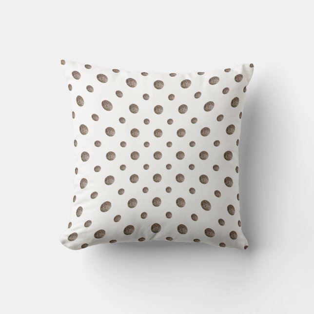 Taupe Textured Watercolor Dots Throw Pillow (Front)
