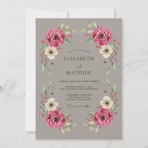 Taupe Timeless Vintage Wedding Invitation