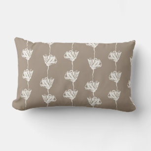 Taupe Tulip Print Lumbar Pillow