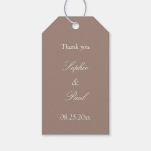 Taupe Wedding Favour Thank You Gift Tags