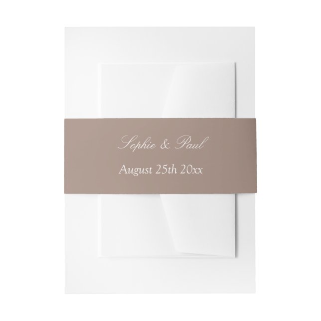 Taupe Wedding Invitation Belly Band (Front Example)