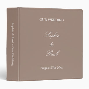 Taupe Wedding Personalized 3 Ring Binder