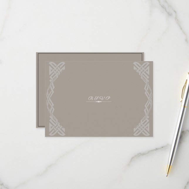  Taupe White Black Trendy Gay Wedding   RSVP Card (Front/Back In Situ)