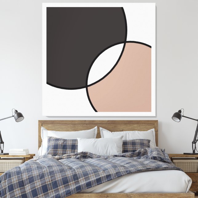 Taupe White Circles   Canvas Print (Insitu(Bedroom))
