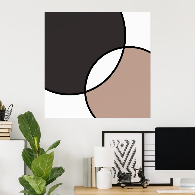 Taupe White Circles  Poster (Home Office)