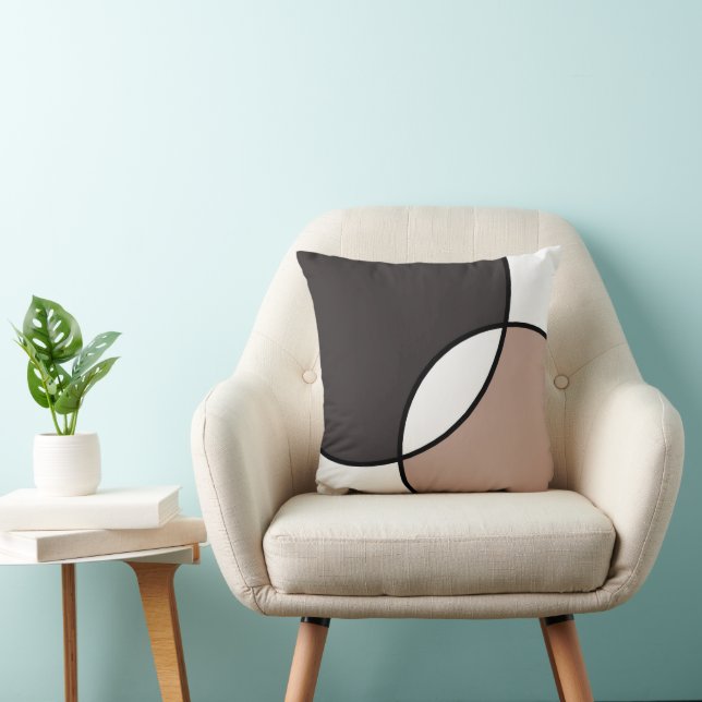 Taupe White Circles  Throw Pillow (Chair)