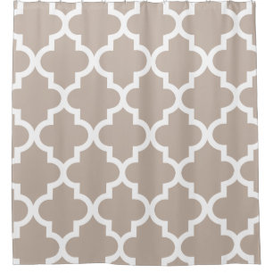 Taupe White Quatrefoil Pattern