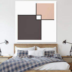 Taupe White Squares Canvas Print