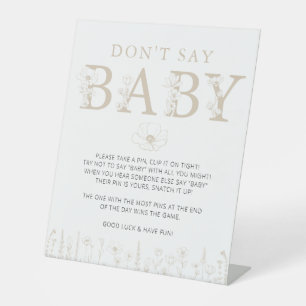Taupe Wildflower Don’t Say Baby Game Sign