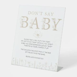Taupe Wildflower Don’t Say Baby Game Sign