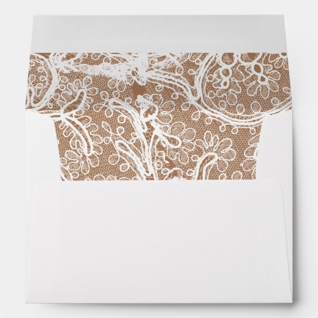 Taupe with Lace Pattern Wedding Envelope (Back (Bottom))