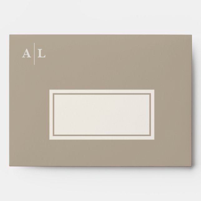 Taupe Zinnia Flower Monogram Wedding Invitation Envelope (Front)