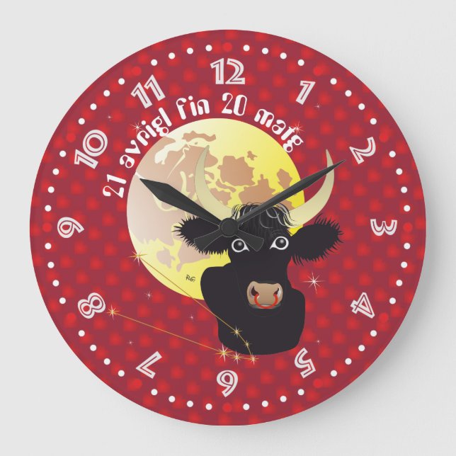 Taur 21 avrigl fin 20 matg Ura Large Clock (Front)