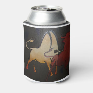 Taurean Bulls Animal Abstract Art Can Cooler