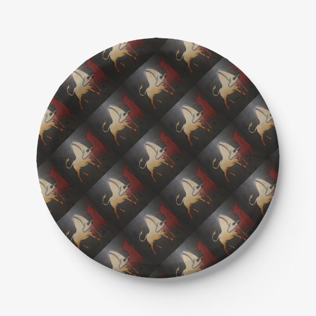 Taurean Bulls Animal Abstract Art Paper Plate (Front)