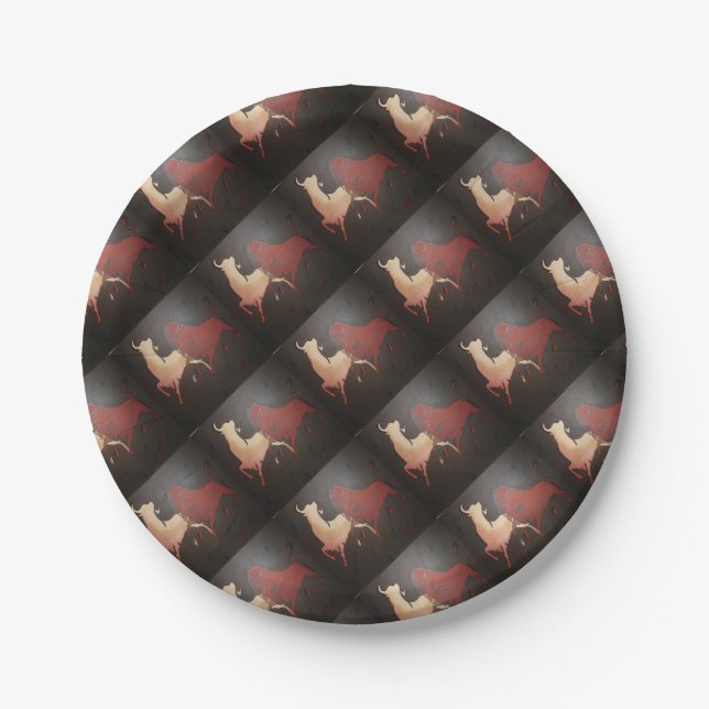 Taurean Bulls Animal Art  Paper Plate (Front)
