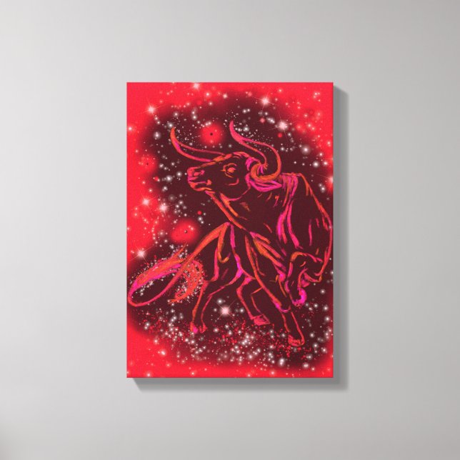 Taureau À L'Étoile Rouge De Nuit Impression (Recto)