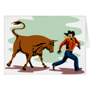 taureau chassant le cowboy de rodéo