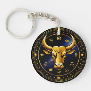 Taureau doré en or dans une roue zodiacale circula