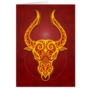 Taureau tribal rouge d'or complexe