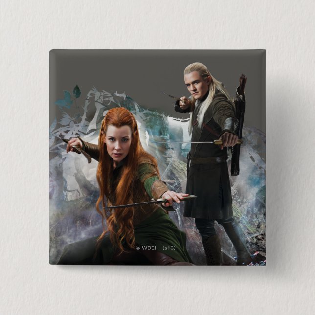 TAURIEL™ and LEGOLAS GREENLEAF™ Graphic 2 Inch Square Button (Front)