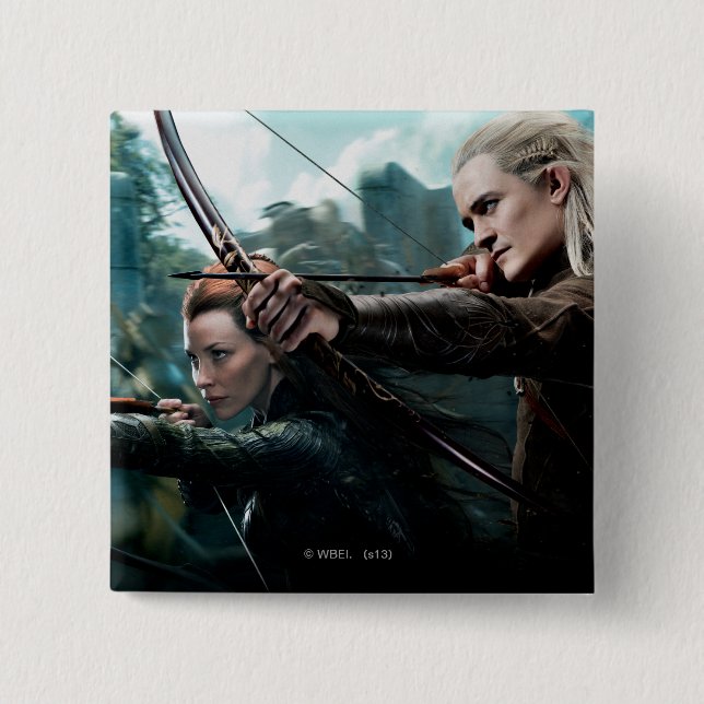 TAURIEL™ and LEGOLAS GREENLEAF™ Movie Poster 2 Inch Square Button (Front)