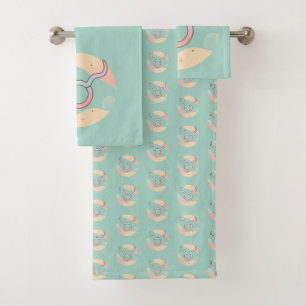 TAURUS, Abstract Design of the Zodiac Sign,  Bath Towel Set