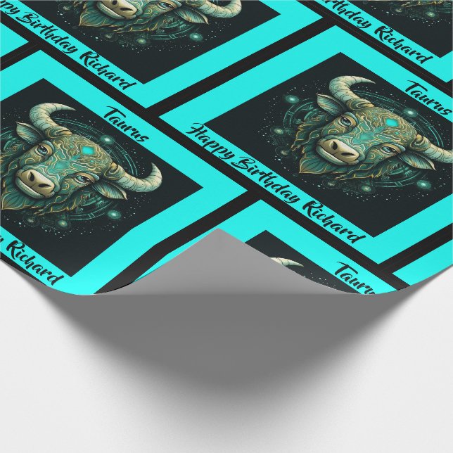 Taurus Add Name Birthday Horoscope Gift  Wrapping Paper (Corner)
