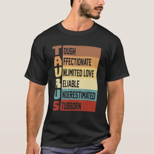 Taurus Apparel Zodiac Sign Facts Horoscope Astrolo T-Shirt (Front)