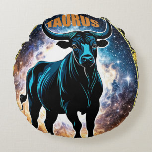 Taurus astrology sign round pillow