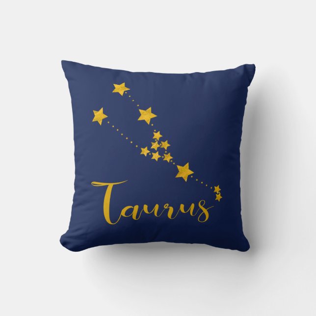 Taurus Astrology with Constellation of Stars Throw Pillow (Front)