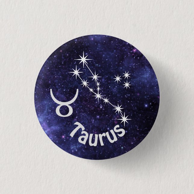 Taurus Badge, Zodiac Horoscope Badge 1 Inch Round Button (Front)