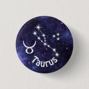 Taurus Badge, Zodiac Horoscope Badge 1 Inch Round Button