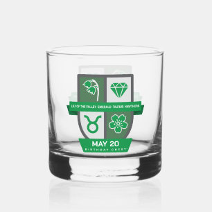 Taurus Birthday Crest™ for May 1-20 Whiskey Glass
