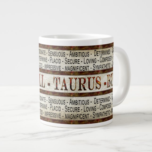 TAURUS - BULL - CAFÉ/SOUPE/JUMBO MUG - TEXTE (Devant droit)