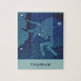 Taurus Bull Constellation Vintage Zodiac Astrology Jigsaw Puzzle