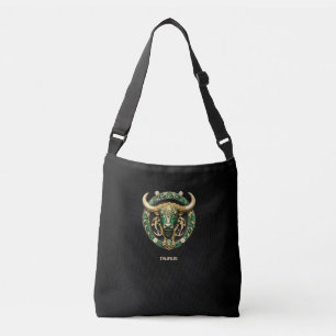 Taurus Bull, Emerald and Gold Personalized Crossbody Bag