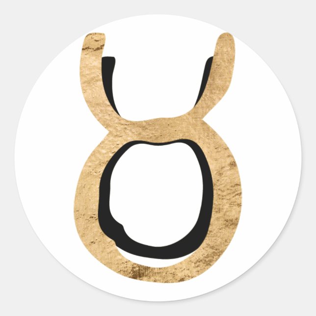 Taurus bull hammered gold black zodiac symbol classic round sticker (Front)