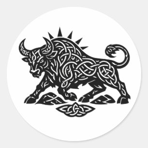 Taurus Bull Sigil — Earthbound Zodiac Inkwork Classic Round Sticker