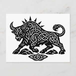 Taurus Bull Sigil — Earthbound Zodiac Inkwork Holiday Postcard