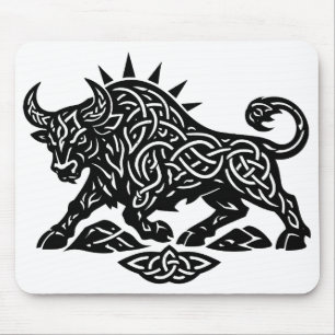 Taurus Bull Sigil — Earthbound Zodiac Inkwork Mouse Pad