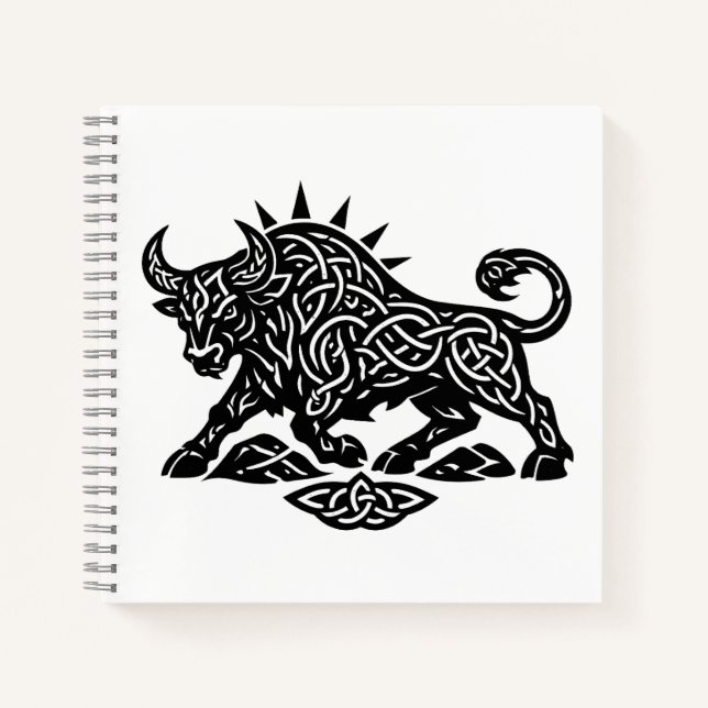 Taurus Bull Sigil — Earthbound Zodiac Inkwork Notebook (Front)